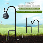 2 Pcs 15 Inch Shepherds Hook for Outdoor Adjustable Bird Feeder Pole Metal - Image 2