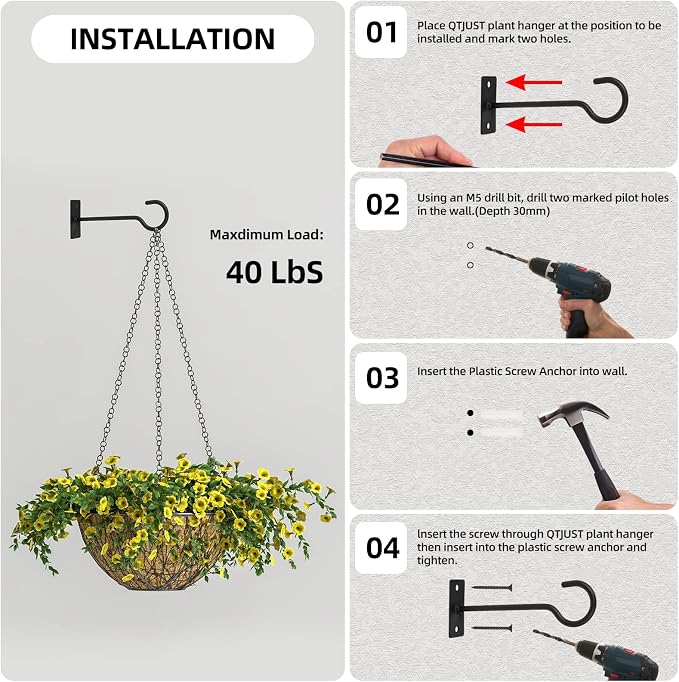 2Pcs 2.5in Ceiling Hooks for Hanging Plants Black - Image 7