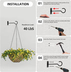 Ceiling Hooks for Hanging Plants 4pack 2.5inch Wall Mount Plant Hooks Meatl - Image 7