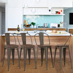Alunaune 24" Swivel Metal Counter Height Bar Stools Set of 4 High Back - Image 4
