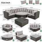 Merax 7-Piece Outdoor Wicker Sectional Sofa Set, Modular Rattan Conversation Set - Image 5