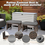 2 Pcs Patio Rattan Ottomans Outdoor Wicker Ottomans Patio Footstool Footrest - Image 3