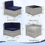 8-Piece Patio Furniture Set, Outdoor Wicker Rattan Sectional - Image 6