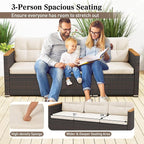 Tangkula 3-Seat Patio Wicker Couch Sofa, Outdoor 3 Seater Rattan Furniture Set - Image 7