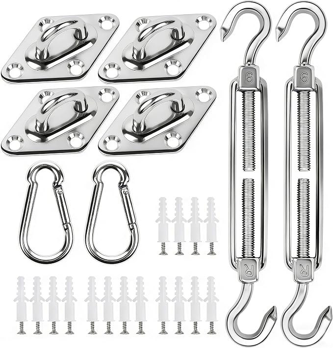 YOFIT 40 Pcs Shade Sail Hardware Kit, 6 Inch Outdoor Sun Sail Accessories by yofit