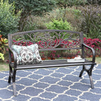 Sophia & William Metal Outdoor Bench, Cast Iron Park Benches - Image 6