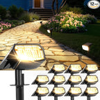 Solar Spot Lights Outdoor IP67 Waterproof 12 Pack, 63 LED 3 Modes Solar by Unknown