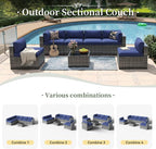 Aoxun 7 Piece Patio Furniture Set Wicker Rattan Patio Conversation Set Outdoor - Image 6