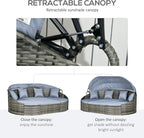 Outsunny 4-Piece Outdoor Rattan Furniture Set, Round Convertible Patio Daybed - Image 4