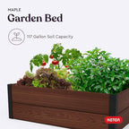 Keter 48" X 48" inches Wood Look Raised Garden Bed, Durable Outdoor Herb Garden - Image 5