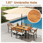 Tangkula 7 Piece Patio Dining Set, Outdoor Acacia Wood Cushioned Chairs and - Image 4