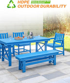 HDPE Outdoor Dining Set of 6, Patio Dining Table Set - Image 6