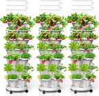 Strawberry Vertical Planters Tower Garden 3 Pack, 7 Tiered Stacking Herb by Tectsia