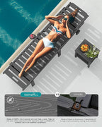 SERWALL Outdoor Chaise Lounge Set of 4, HDPE Lounger - Image 8