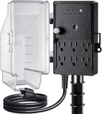 SURAIELEC Outdoor Power Stake Light Timer, Dusk to Dawn, 6 Electrical Outlet by SURAIELEC