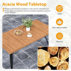 Tangkula 63" Acacia Wood Patio Dining Table - Image 6