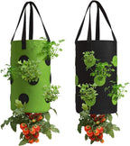 2 Pack Black and Green Upside Down Tomato & Herb Planter, Hanging Durable by Homyhoo