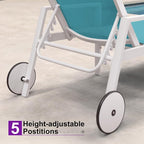 PURPLE LEAF Lounge Chair Outdoor Set 2 Pieces White Aluminum Chaise Lounge - Image 7
