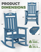 Oversized Rocking Chair Outdoor, High Back Porch Rocker Chair, HDPE All Weather - Image 3