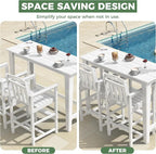 Outdoor Patio Bar Height Table and Tall Adirondack Chairs Set of 2, All-Weather - Image 6