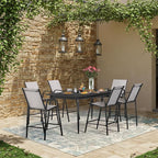 HOMREST Outdoor Bar Height Stools Set of 6, High Back Patio Chairs - Image 4