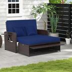 LDAILY Moccha Outdoor Daybed, Wicker Loveseat Sofa Set - Image 2