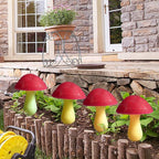 Solar Mushroom Lights Garden Decor 8 Red Crack Mushrooms Outdoor Decor Stake - Image 4