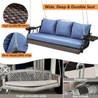 Heavy Duty 900 LBS Porch Swing Chair 3-Person Outdoor Rattan Patio Swing Lounge - Image 2