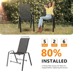 VINGLI 4 Pack Stackable Outdoor Bar Chairs – High Back Sling Chairs - Image 6