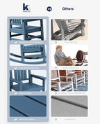 KINGYES HDPE Outdoor Rocking Chair, Widened Seat Patio Rocking Chair, Oversized - Image 6