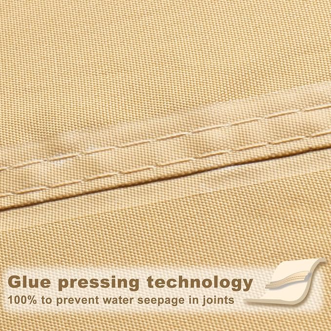 SUNNY GUARD Waterproof Sun Shade Sail 8' x 18' Sand Rectangle UV Block Sunshade - Image 3