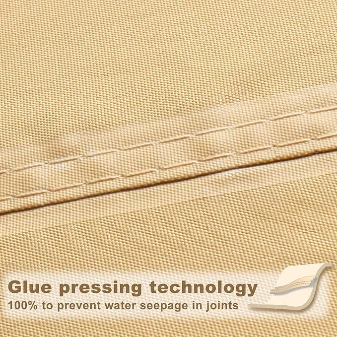 SUNNY GUARD Waterproof Sun Shade Sail 8'x11'x13.6' Sand Right Triangle UV Block - Image 4