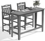 Outdoor Patio Bar Height Table and Tall Adirondack Chairs Set of 2, All-Weather by Suunyn