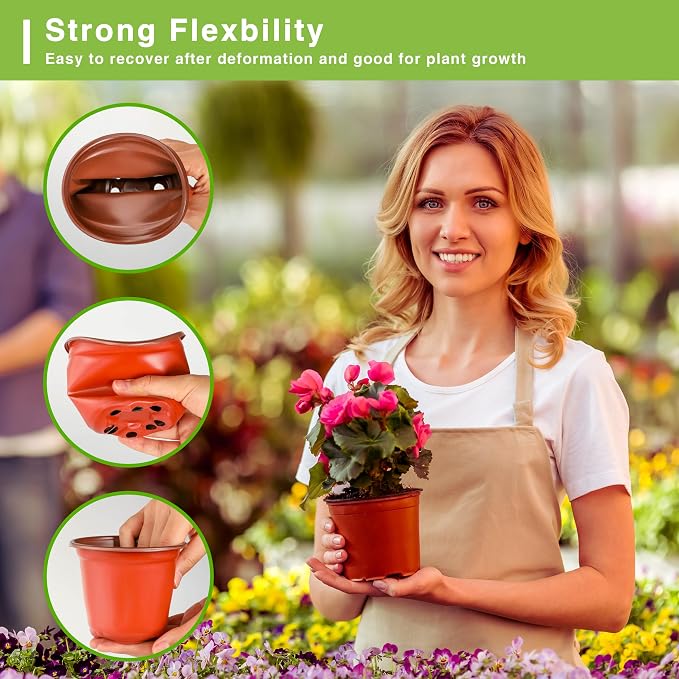 Plant Nursery Pot/Pots 100 Pcs 4" Plastic Small Plants Pots Flower Pots Seed - Image 4