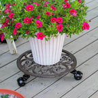 Sungmor Heavy Duty Cast Iron Plant Caddy, Indoor Outdoor Planter Holder Trolley - Image 2