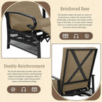 Oakcloud Adjustable Outdoor Lounge Chair Metal Patio Relaxing Recliner Chair Set - Image 5