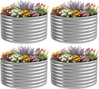4 Pack 2x2FT Round Raised Beds for Gardening, Corrugated Galvanized Steel by OZMSHF