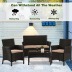 PayLessHere 4 Pieces Patio Furniture Set Rattan Outside Furniture Wicker Sofa - Image 7
