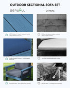 SERWALL HDPE Patio Conversation Set, 6-piece Sectional Outdoor Furniture Set - Image 6