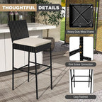 HAPPYGRILL Wicker Patio Barstools Set of 2, Outdoor Rattan Bar Chairs - Image 8