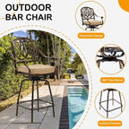 3-Piece Cast Aluminum Outdoor Bar Set, 31.5" Round High Top Patio Table & 2 - Image 4