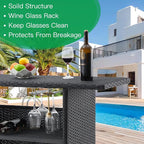 ECOTOUGE Black Wicker Bar Table, Outdoor Patio Console Table Serving Table - Image 6