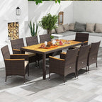 Tangkula 9 Pieces Rattan Outdoor Dining Set - Image 3