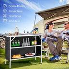 COSTWAY Folding Picnic Camping Table, Portable Lightweight Aluminum Table - Image 3