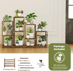 Bamworld Plant Stands Indoor 4 Sets Plant Shelves Outdoor Wooden Plant Holder - Image 7