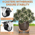 VANCASTLE Plant Caddy with Lockable Wheels Heavy Duty 450lbs Capacity, 15-22 - Image 3