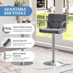 Yaheetech Velvet Bar Stools Set of 4, Adjustable Barstools - Image 9