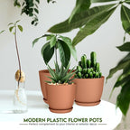 Utopia Home - Plastic Terracotta Pots - 7/6.6/6/5.3/4.8 Inches Flower Pots - Image 2