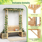 Giantex Outdoor Bench with Garden Arbor & 2 Planter Boxes, Wooden Trellis - Image 8