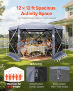 VEVOR Pop up Gazebo Screen Tent, 12 x 12 ft Large 6-Sided Camping Canopy Tent - Image 2
